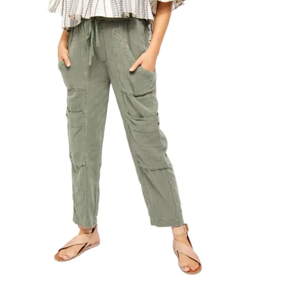 Free People linen blend utility pant, size M